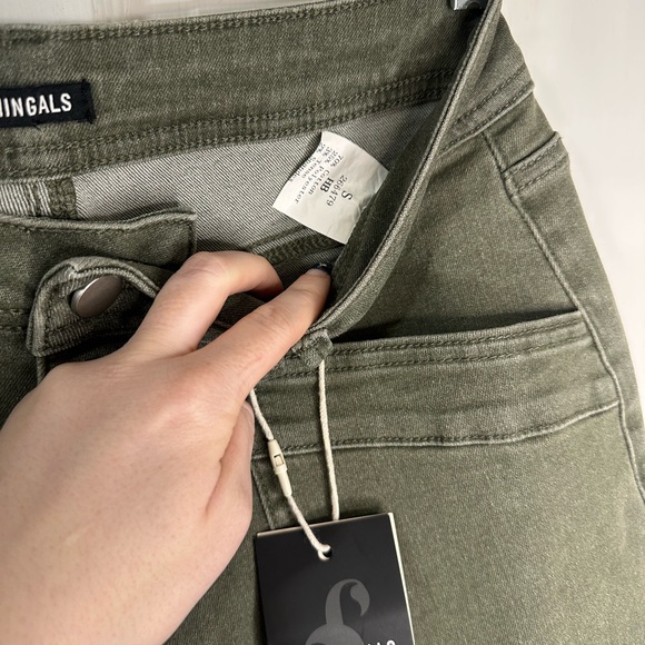 NWT Flamingals Roll Hem Stitch Detail Mid Waist Straight Leg Pants - Picture 12 of 16